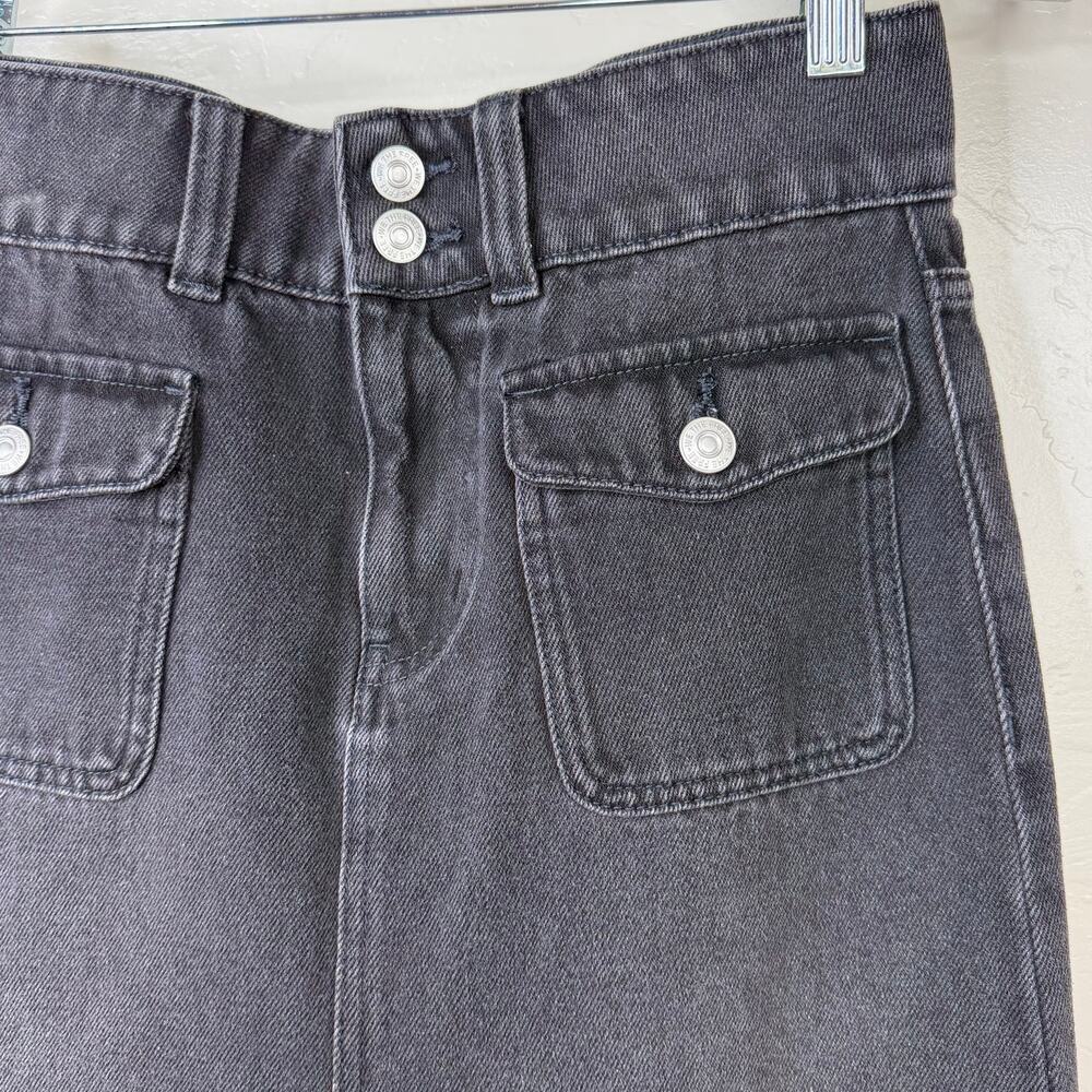 Free People We The Free Faded Black Wash Madison Utility Pocket Denim Midi Skirt - Picture 5 of 8
